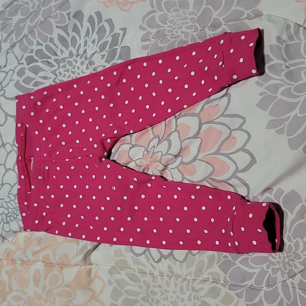 Pink with white polkadot pants 9months